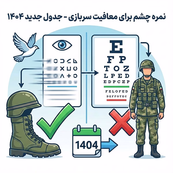 نمره چشم برای معافیت سربازی - جدول جدید ۱۴۰۴