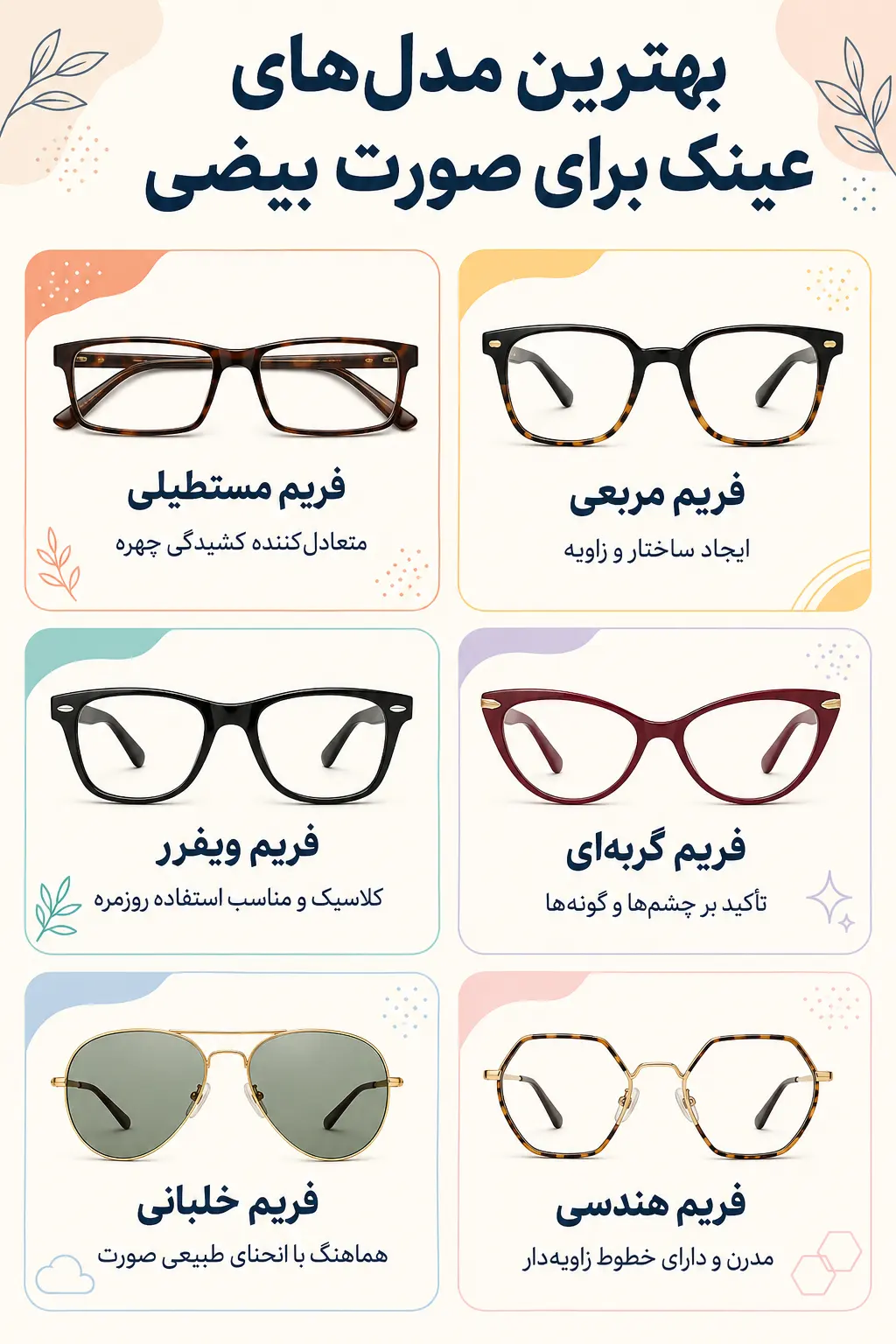 عینک مناسب فرم صورت بیضی